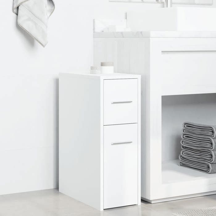 VidaXL Narrow Bathroom Cabinet with Castors White, Tall Bathroom Cabinet, Bathroom Storage 855277