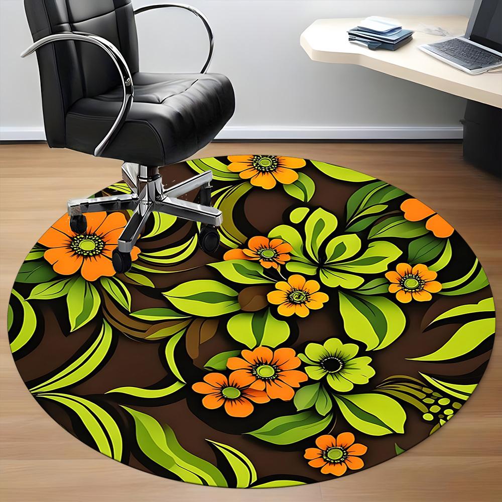 1pc Floral Pattern Office Round Area Rug, For Office, Laundry Room, Bedroom, Living Room, Under Office Chairs, Home Decor, Home Decor, Non-Slip