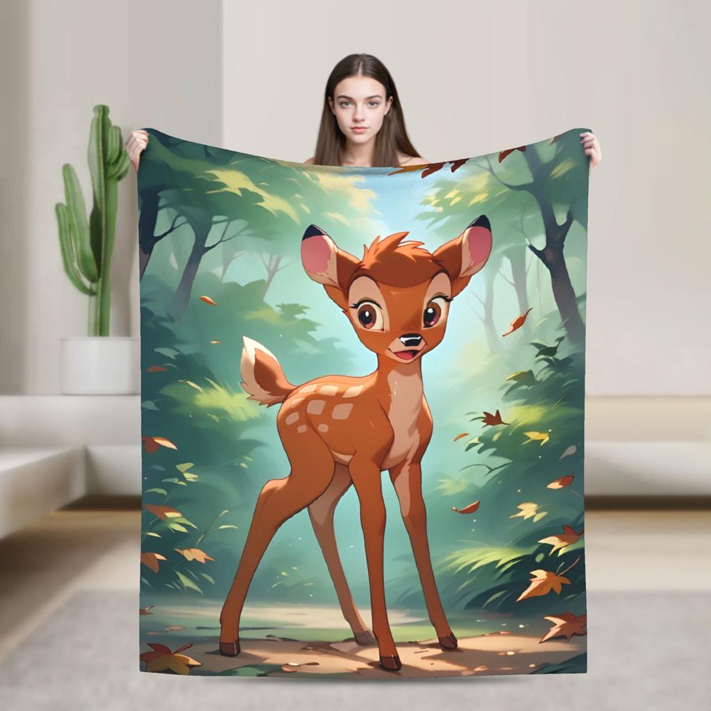 Cartoon Deer  Bambi Blankets  Fleece Funny Breathable Throw Blankets for Bed Sofa  Winter