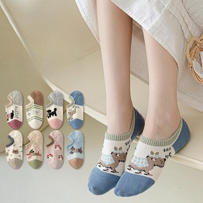 Damen Frühling und Sommer Dünne Baumwolle Lieblicher Preppy-Stil Flache Mündung Nahtlose Bootssocken