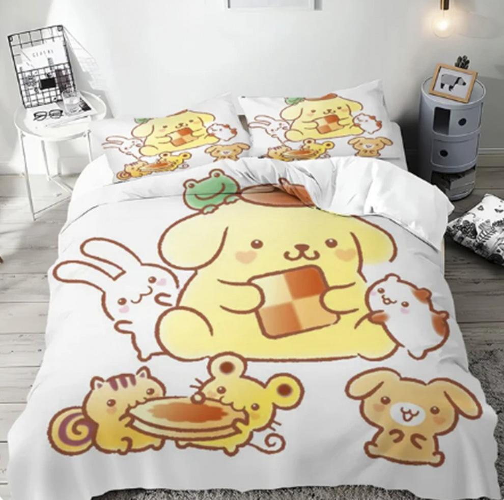 Quilt Cover Cartoon Pom Pom Purin Anime Duvet Printed Comforter 100% Polyester Bedding Twin Size Children Gift Various Sizes