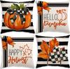 Autumn Harvest Pumpkin Letter Pillow Thanksgiving Flax Pillow Case Home Sofa Pillow Case