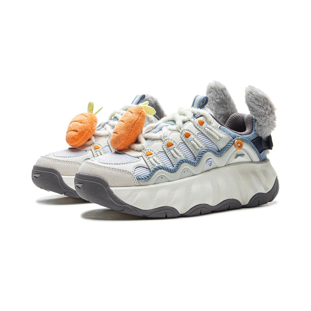 Li Ning Disney Zootopia X Cookie Schuhe Klassisch Vielseitig Stoßdämpfung Rebound Low Top Freizeitschuhe Damen Sneaker Blau Grau AGCV254-5