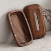 1Pcs Durable Nut-brown Tissue Box Cover Solid Wood Large Capacity Tissue Box Holder Elegant Simple Tissue Storage Box for Hotel