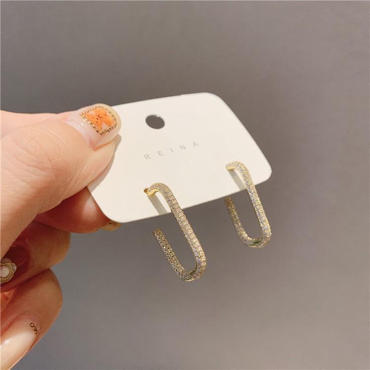 

Серьги-пусеты с овальными бриллиантами из стерлингового серебра 925 пробы в корейском стиле для женщин золотой