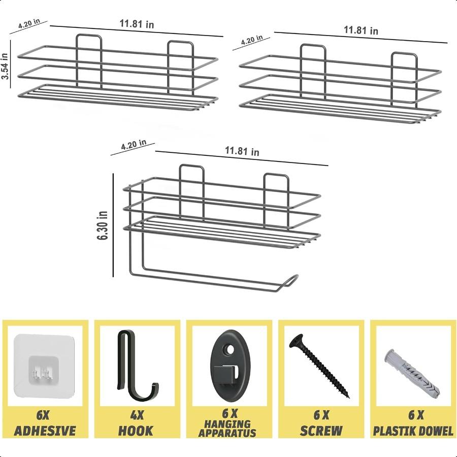 

Самоклеящаяся душевая полка 3 шт. Органайзер для душевых полок для хранения в ванной комнате Органайзеры для ванной Полка для специй для кухни Самоклеящаяся или С United States