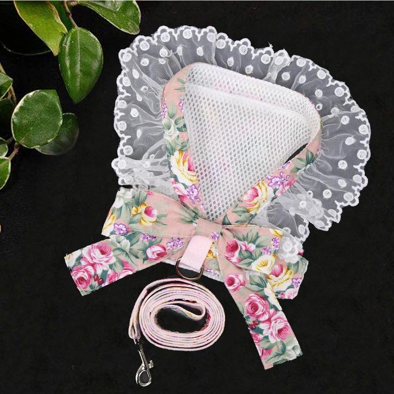 Bow Dog Chest and Back Straps, Leashes, Dog and Cat Pet Clothes, Cat Supplies, Small and Medium-sized Dogs