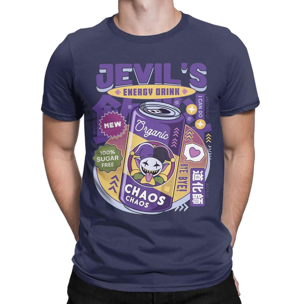 Jevil Energy Drink Deltarune T Shirt Beach  Leisure TShirts Mens Cotton O Neck Plus Size Tees ShortSleeve Streetwear Tshirt