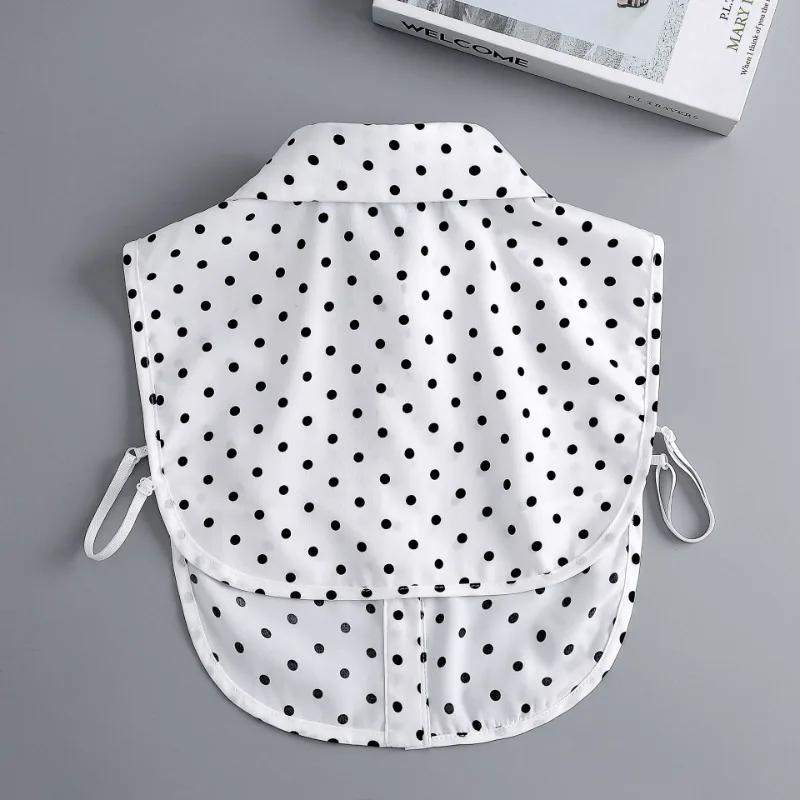 Women's Stylish False Collar Detachable Half Shirt Blouse False Collar Polka Dots Shirt Dickey for Women Girls Fuax Cols