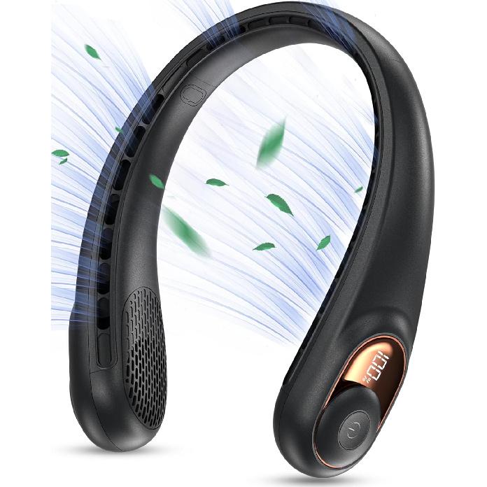 KIDEE Neck Fan, Portable Bladeless Neck Fans, Upgrade 360° Airflow, Super Quiet, 3 Speeds, 4000mAh Personal Wearable Neck Fan, Upgraded Cooling Air