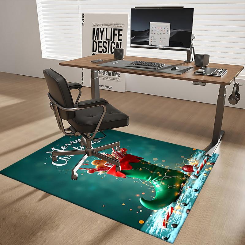 Christmas Elf Chair Mat - Anime Cartoon Design, Non-Slip Carpet for Office, Home Decor, Living Room, Bedroom, Gaming Room & Dormitory.R009