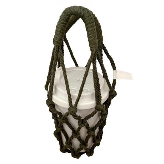 

Сумка-слинг для чашки ручной работы, вязаный вручную многоразовый держатель для кофейной чашки, для чая, холодных напитков