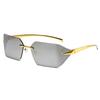 Fashion Rimless Sunglasses for Men Women Luxury Brand Curved Lens Summer Travel Rectangle Frameless Shades