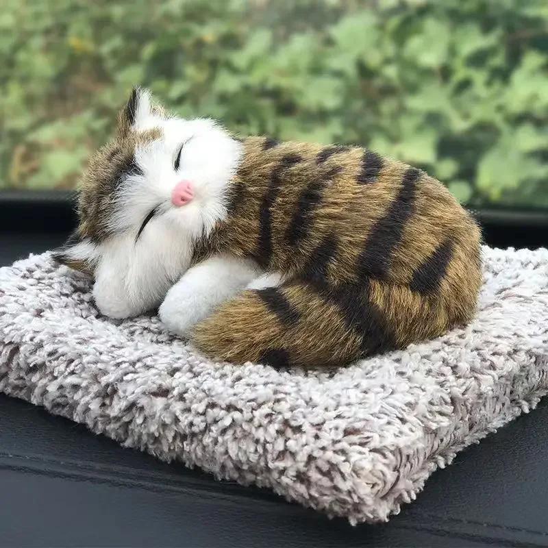 Simulierte Katzen Plüschtiere für Kinder Kuscheltiere Schlafende Katze mit Berührungs-Wein-Geräusch Kinderzimmer Dekoration Geburtstagsgeschenk