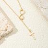 Minimalist Infinity Cross Lariat Necklace Gold Silver Plated Dainty Religious Jewelry for Women Daily Wear