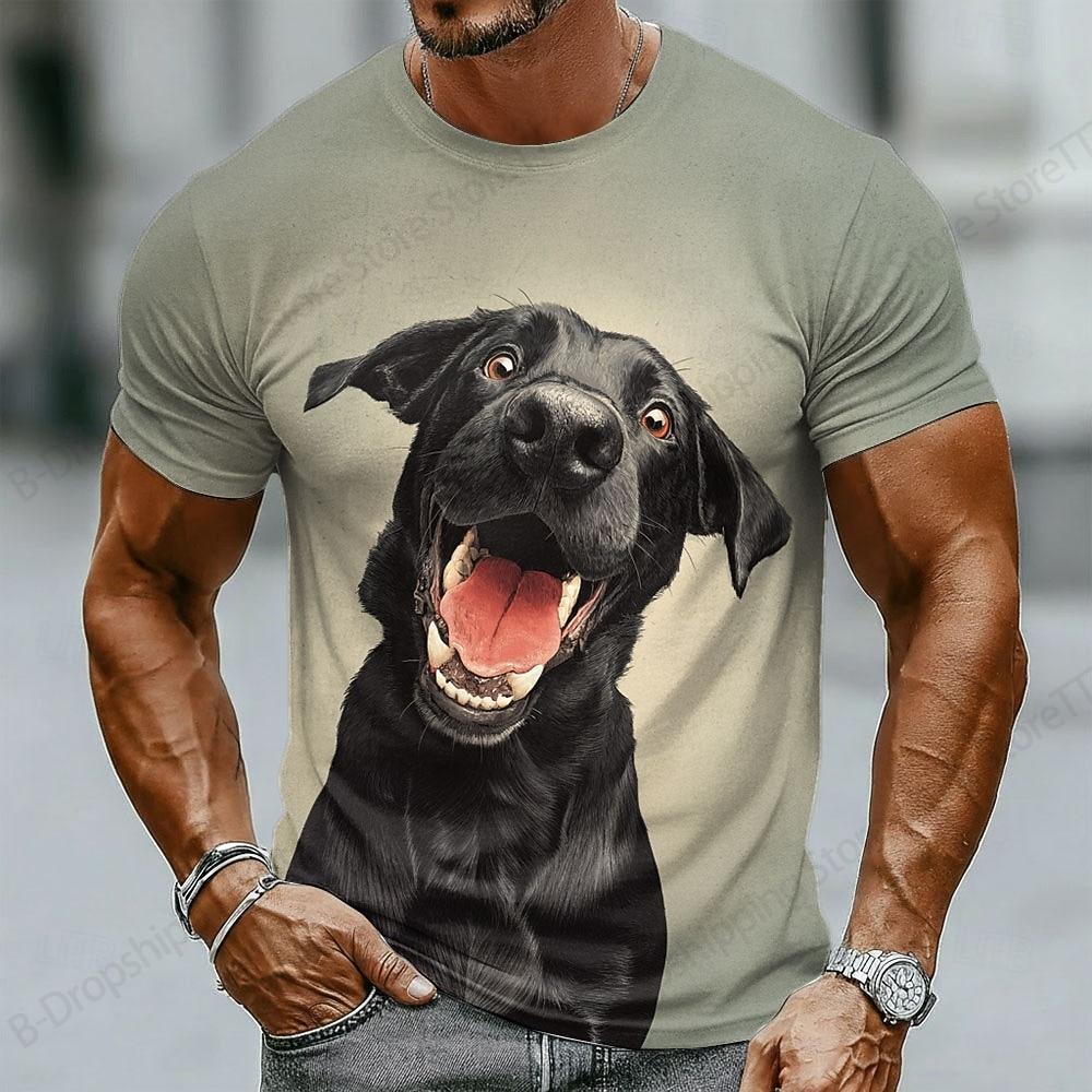 Creative Cartoon Fun Animal Dog Chick Cow 3D Printed T-shirt Men's Fashion Short Sleeved Top Summer Casual O-neck Clothing