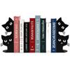Cats Bookends with Playful Peeking Designs, Black Iron Book Supports with T-Shaped Structure and Nonslip Pad for Shelves and Desks