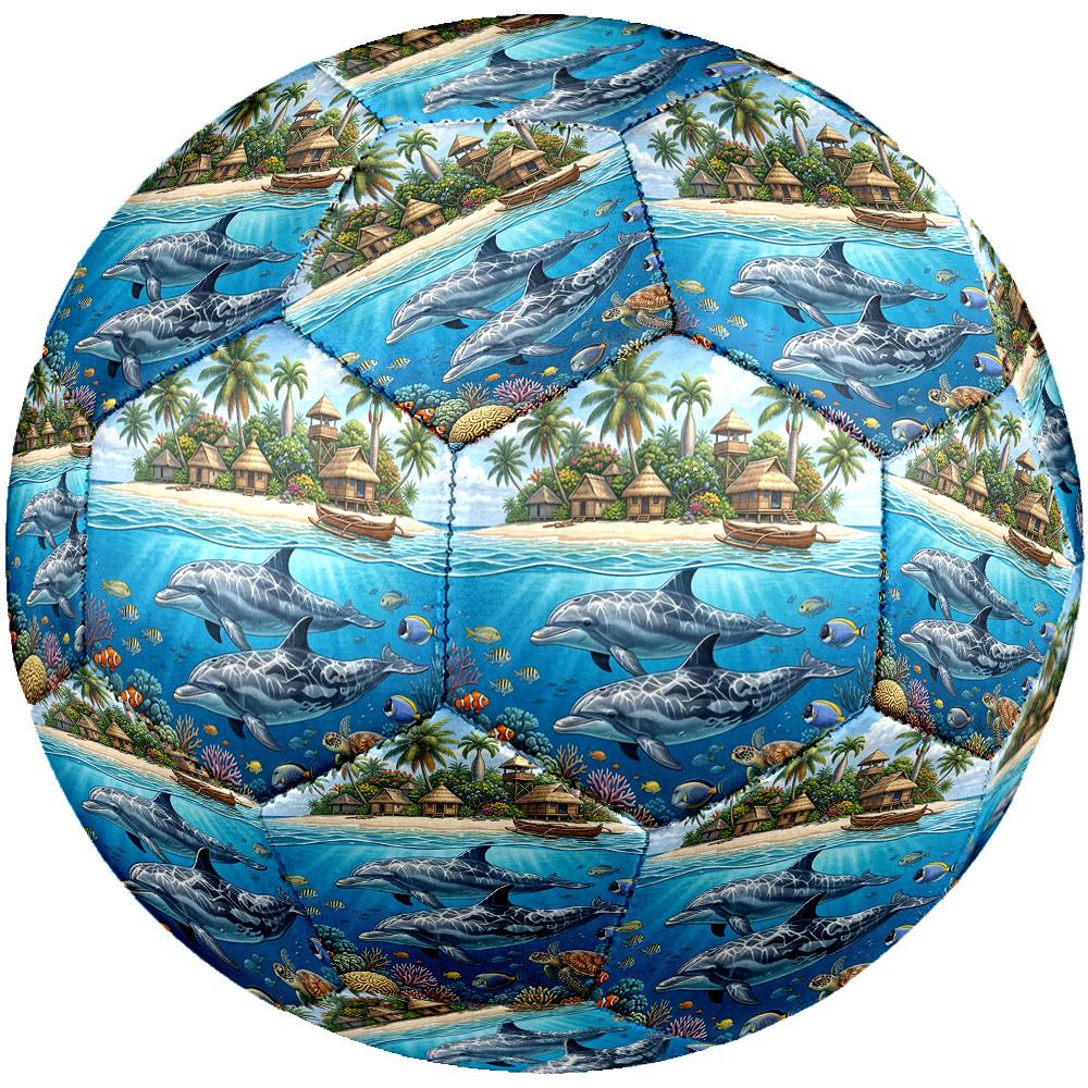1pc Island Paradise Dolphins Durable Size 5 Soccer Ball Professional Match Training Football Indoor &Outdoor Sports Ball P60163