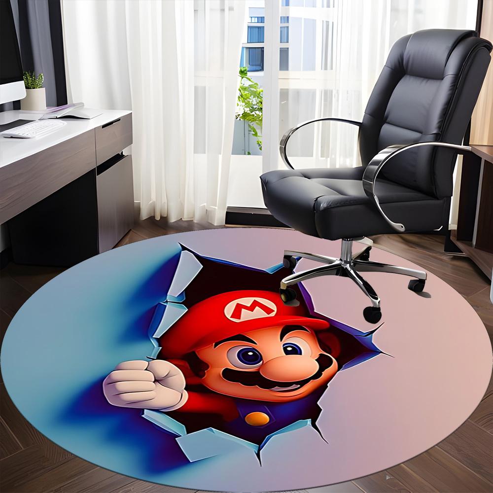 M-Mario Breakthrough Office Round Area Rug, Under Office Chairs Bedroom Living Room Home Decor, A1022393