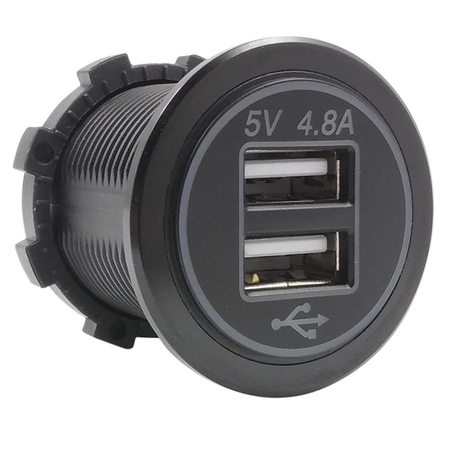 Waterproof Dual USB Charger Socket Power Outlet 4.8A with Wire In-line 10A Fuse