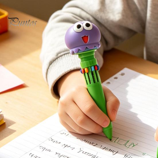 Gift Pens for Girls And Boys 10 in 1 Cartoon Ballpoint Pen, Multicolor Press Retractable Pens, Back to School Supplies Kids Smooth Writing Stationery