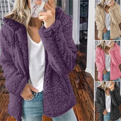 Frauen Winter Langarm Hoodies Strickjacke Pullover Casual Jacke Mantel