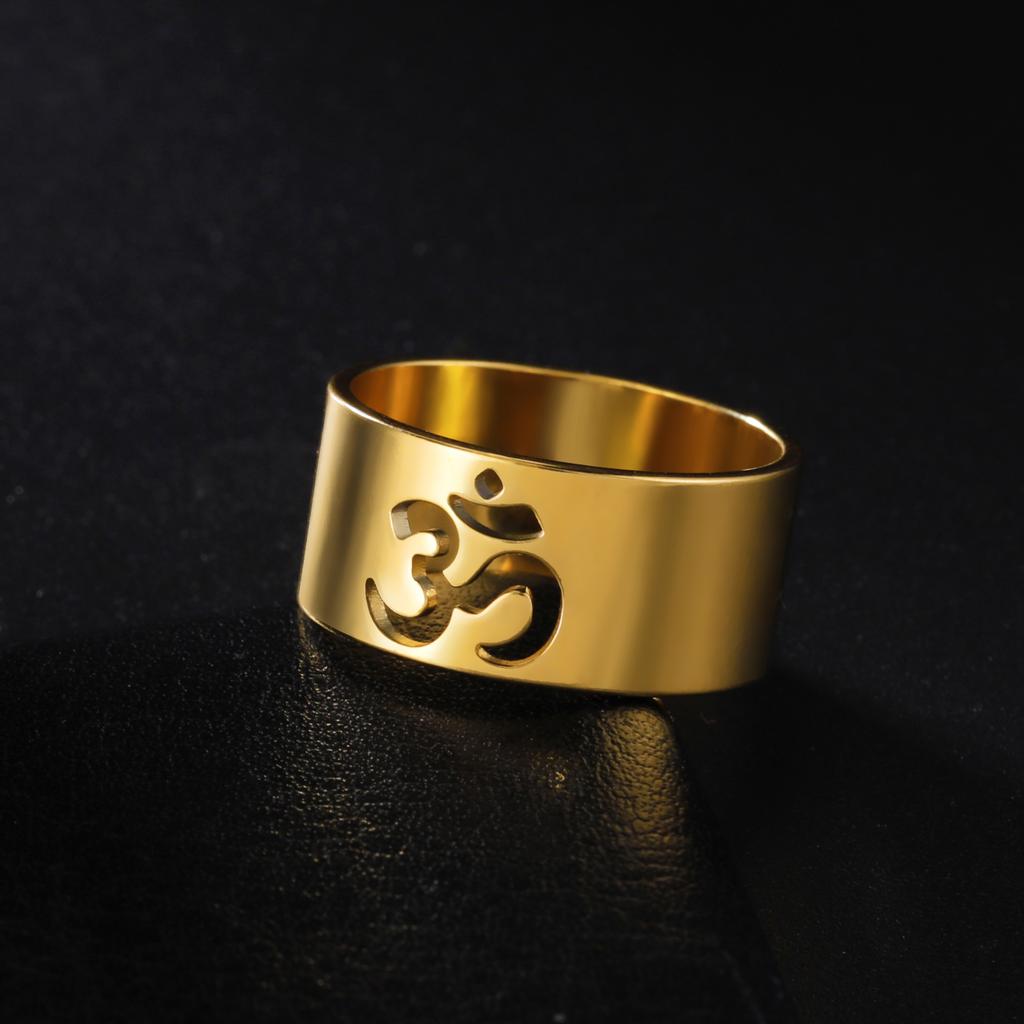 LIKGREAT Buddhism Indian Yoga Om Symbol Rings for Women Stainless Steel Supernatural Religious Talisman Amulet Jewelry Gifts New