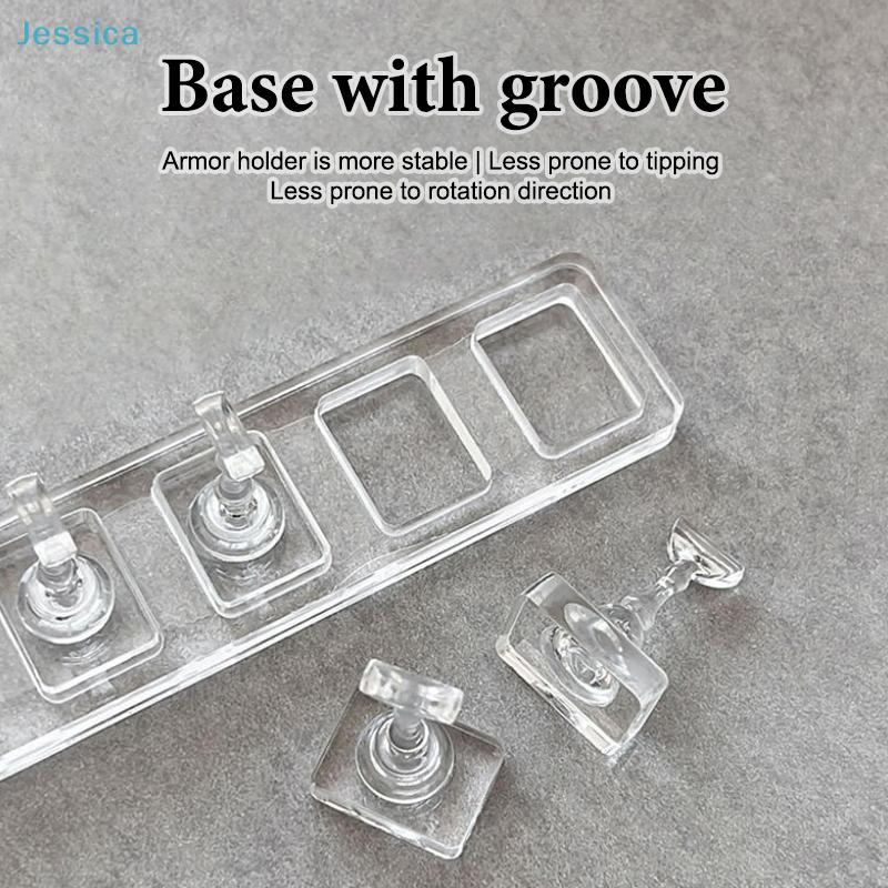 Non-Magnetic Nail Art Gem Holders - Clear Acrylic Stands for Cat Eye Rhinestones & Nail Decor