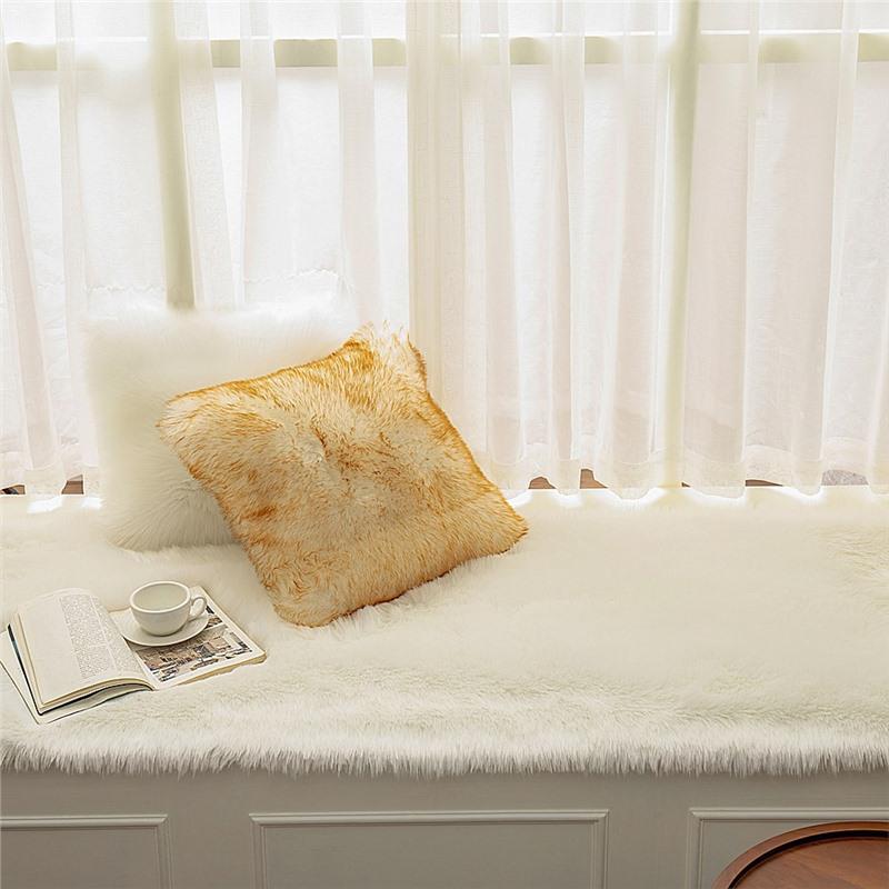 Nordic-Style Imitation Wool Plush Bay Window Blanket Mat - Customizable for Bedroom or Balcony Standard