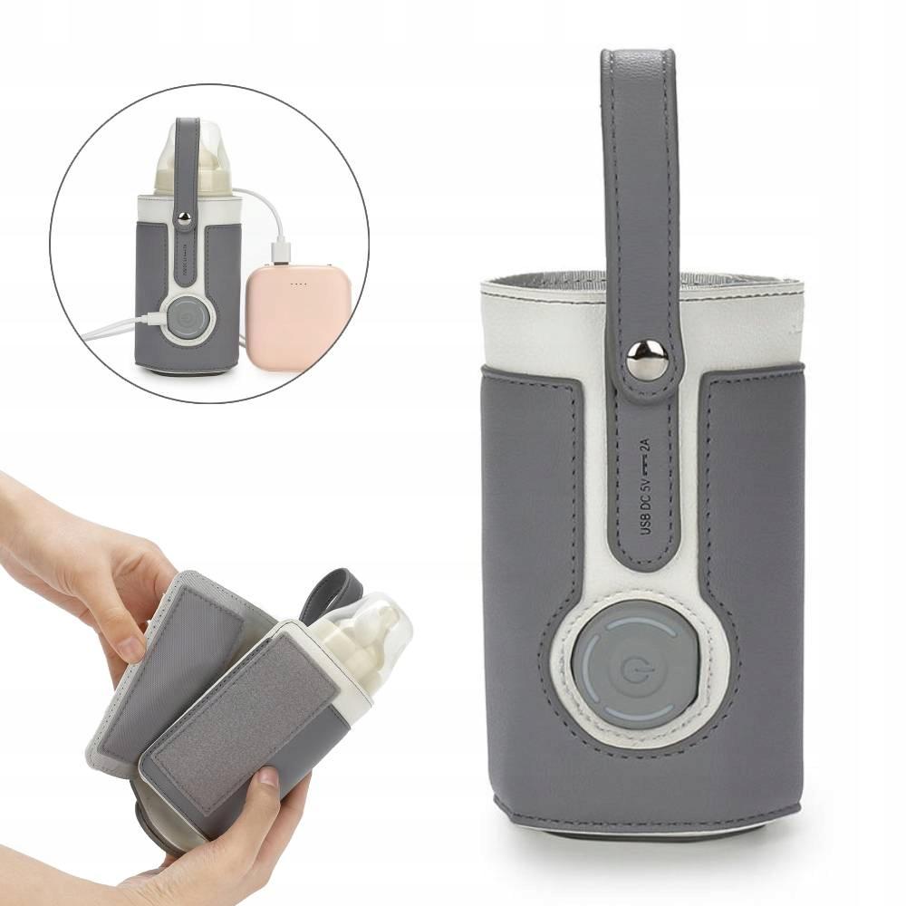 PRZENOŚNY PODGRZEWACZ TURYSTYCZNY DO BUTELEK ELEKTRYCZNY USB 5V 2A szary