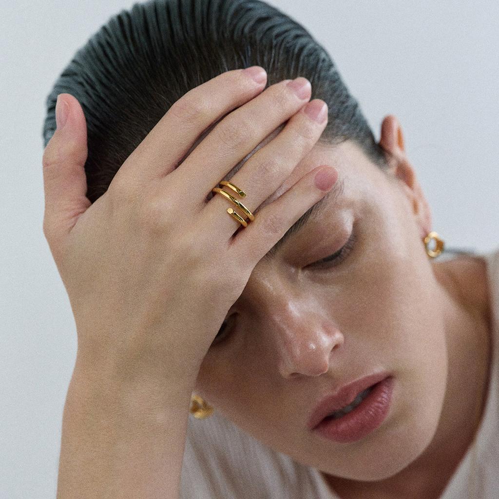 Yori Modern Minimalist Smooth Stainless Steel Plain Ring Metal Stylish Statement Gold Plated Jewelry Waterproof