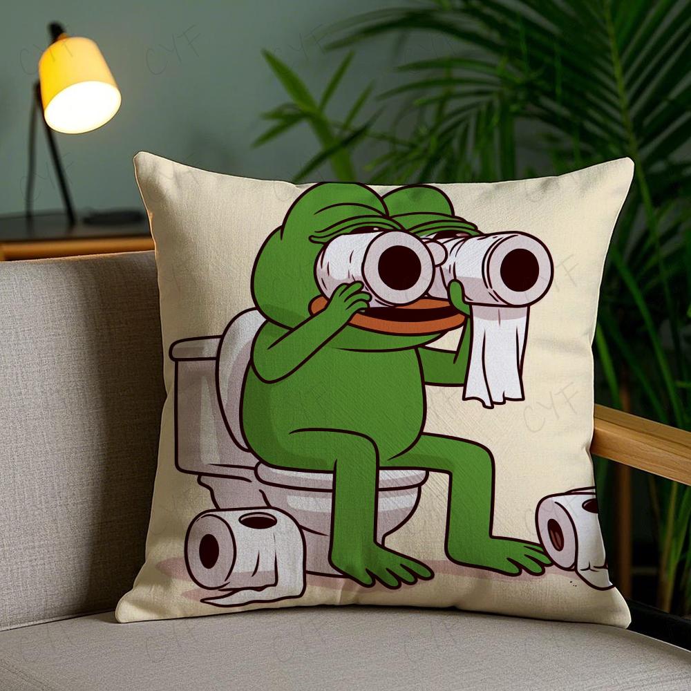 Sad Frog P-Pepe Pillow Case Anti-dustmite Pillowcase Invisible Zipper Silky Short Plush Sofa Cushion Cover
