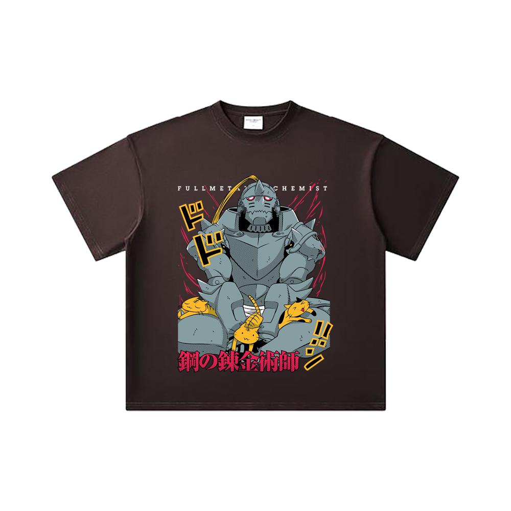 260 GSM Double Yarn 32 Count 100% Cotton Fullmetal Alchemist V4 Alphonse Print Unisex Heavy Cotton T Shirt