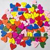 Multicolor Heart-Shaped Peach Wood DIY Buttons