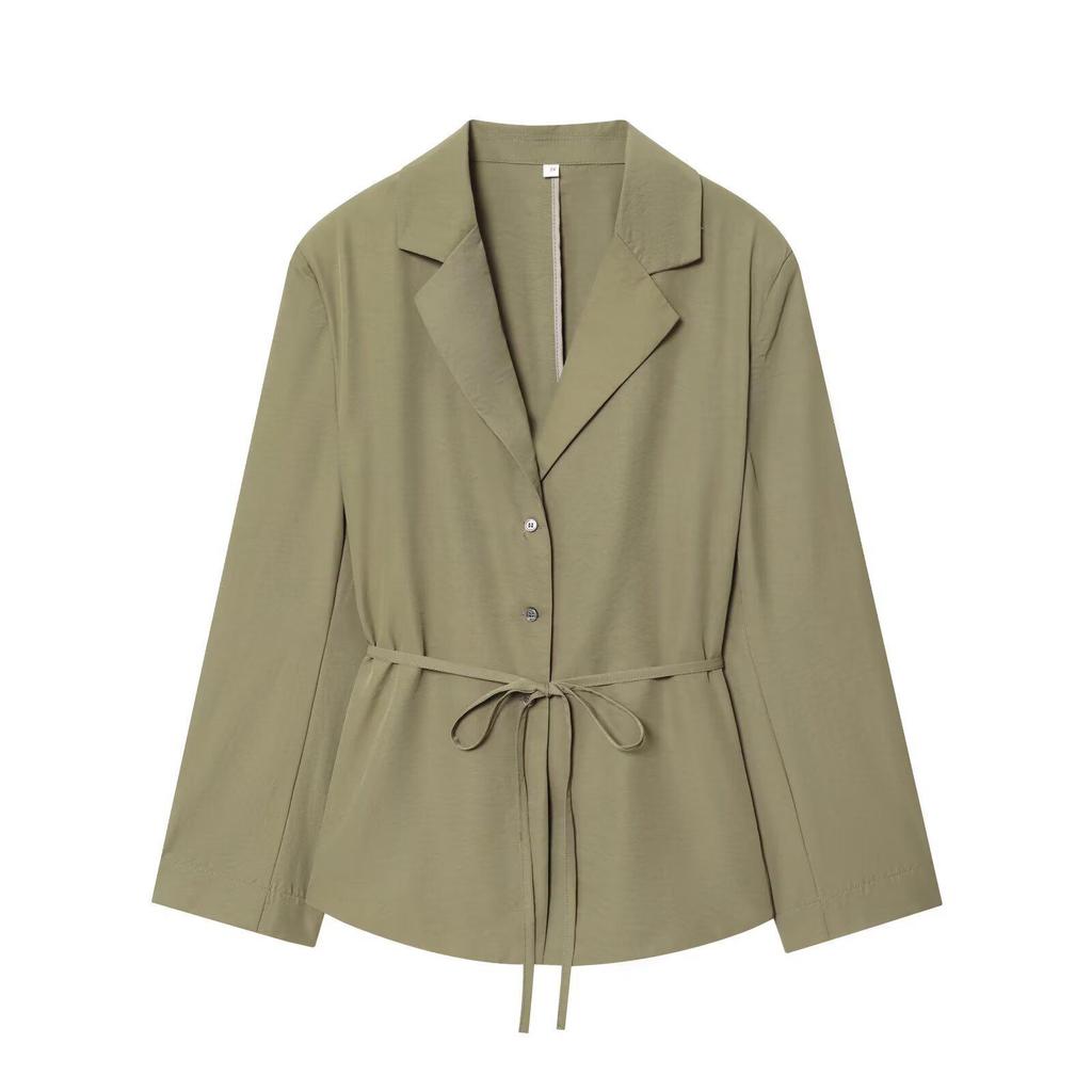 2025 Autumn Women's European Style Padded Shoulder Blazer & Straight-Leg Pants
