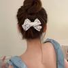 Hairpin Hollow Lace Bow Imitation Pearl Embellishments Hair Clip Spring Summer Lightweight Hair Accessories