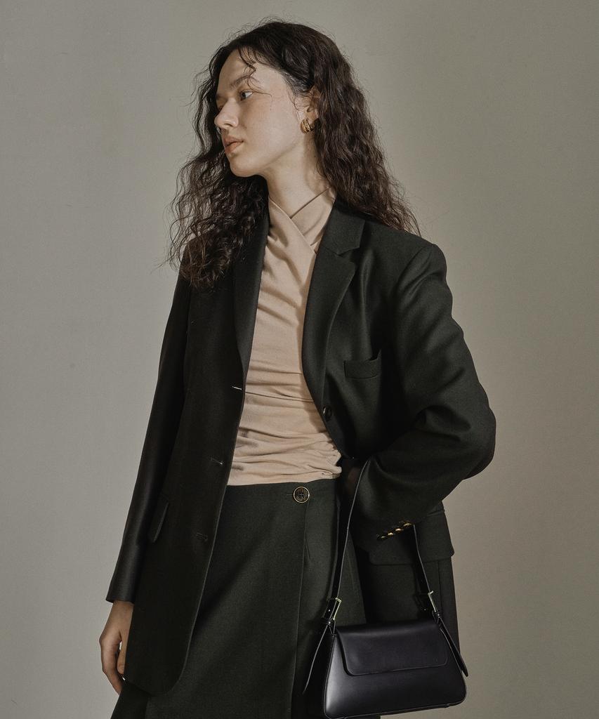 Kkeulle Wool Twill Setup Skirt_Deep Khaki