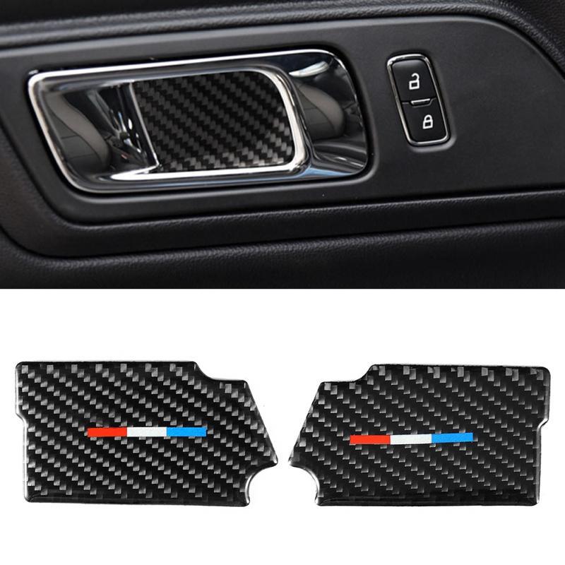 2pcs Carbon Fiber Interior Door Handle Bowl Cover Trim Fit for Ford