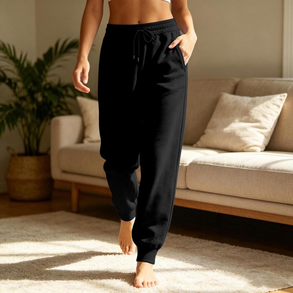 Women's Casual Color Drawstring Sweatpants with Pockets for Everyday Wear
