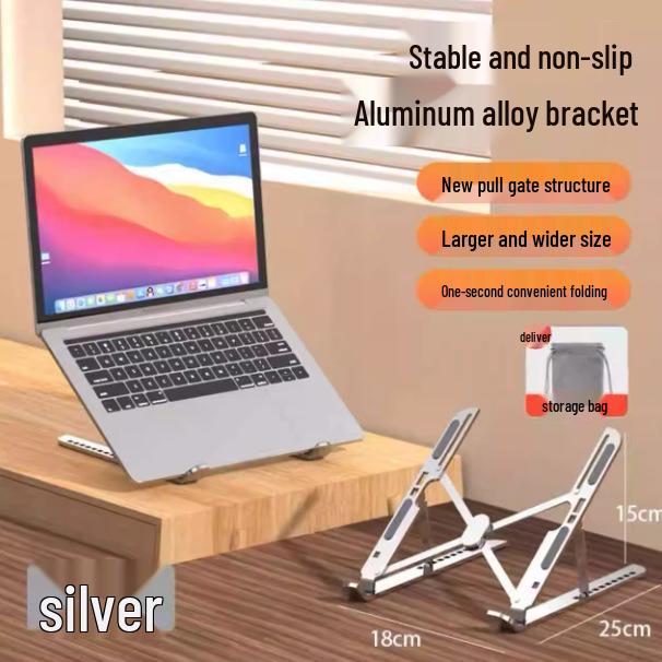 Aluminum Folding Laptop Stand with Adjustable Height and Cooling Base