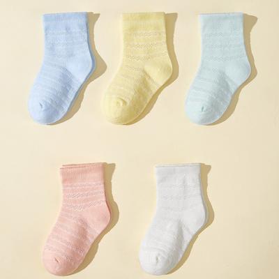 5Pairs Summer Baby Mesh Socks Sweat-absorbing Breathable Children Short Sock Candy Color Newborn Cotton Sock 0-2Year Footwear