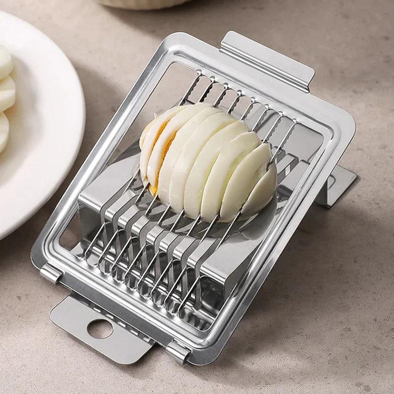 Egg Slicer Multi-function Manual Stainless Steel Boiled Egg Kiwi Strawberry Soft Fruits Cutter Household Kitchen Accessories