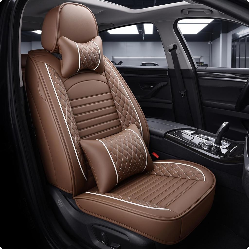 Seamless Fit Single Seat Cover Quilted Leather Easy To Clean Headrest