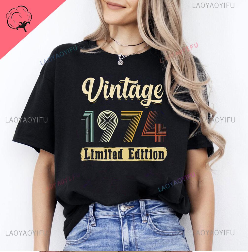 Mens Luxury Tshirt Vintage Year 1974 - Limited Edition 49rd Birthday Mens Funny T-Shirt 50 Year Old T Shirt Summer Tops Tees