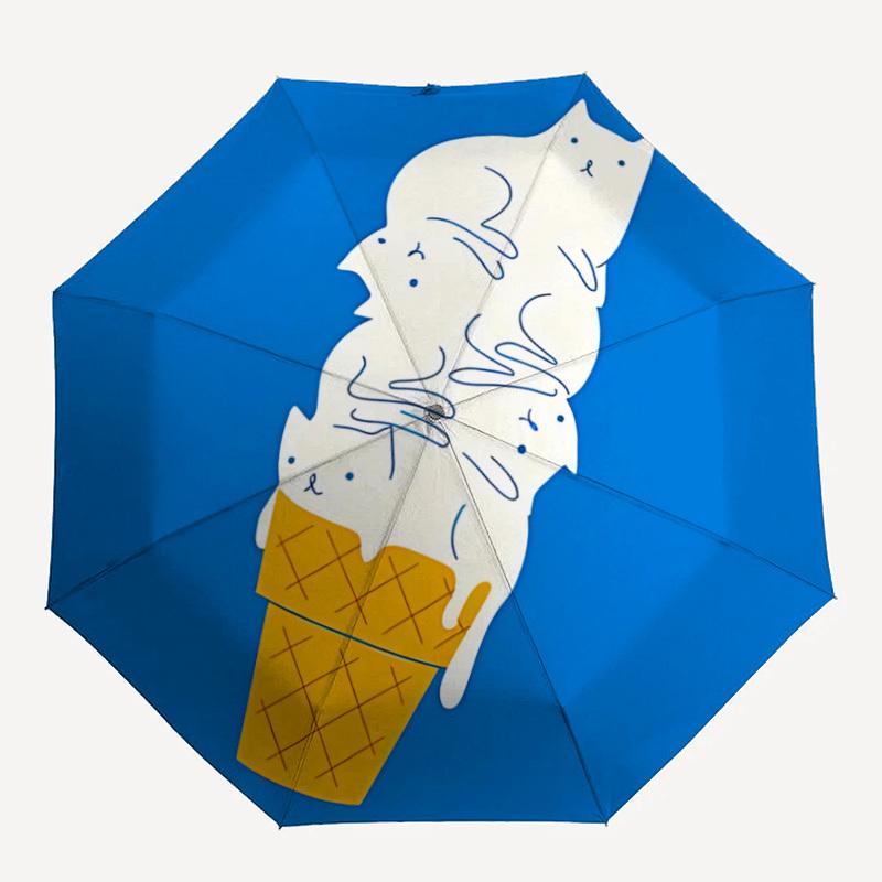 1pc Ice Cream Cone Automatic Open/Close Umbrella Compact Folding Umbrella, All-Season Portable Umbrella for Women/Men F1124141