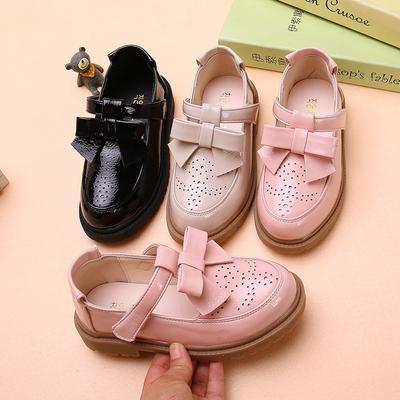 Girls' Leather Shoes Spring and Autumn New Korean Version of Princess Shoes Big Child Black Soft Sole British Style Breathable Single Shoes
