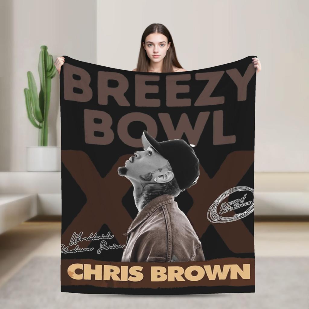 Warm Soft BlanketsKids Adult Travel Rapper Chris Browns Throw Blanket Flannel Bedspread Sofa Bed Comfortable Sofa Bed Cover