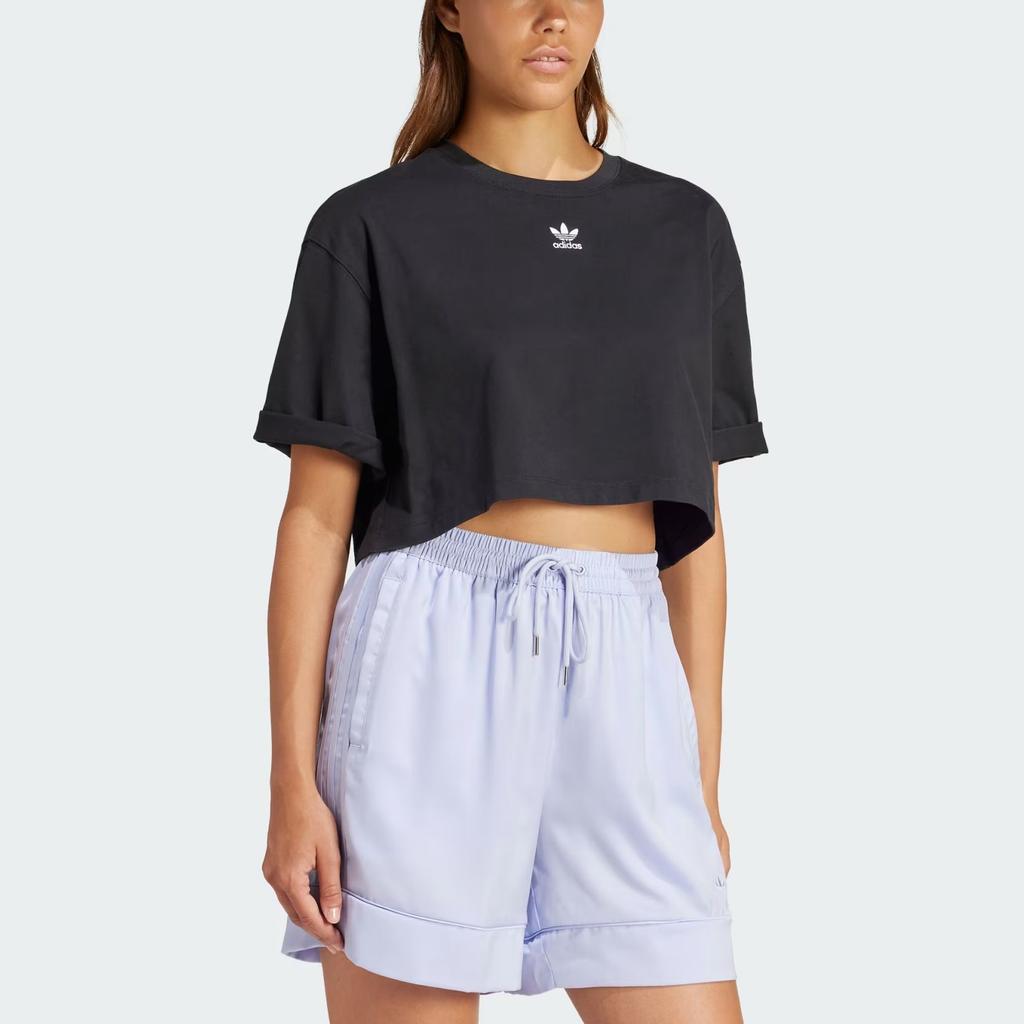 Adidas Originals Essentials Crop Top With Logo Embroidery Women Tops Black IT9887