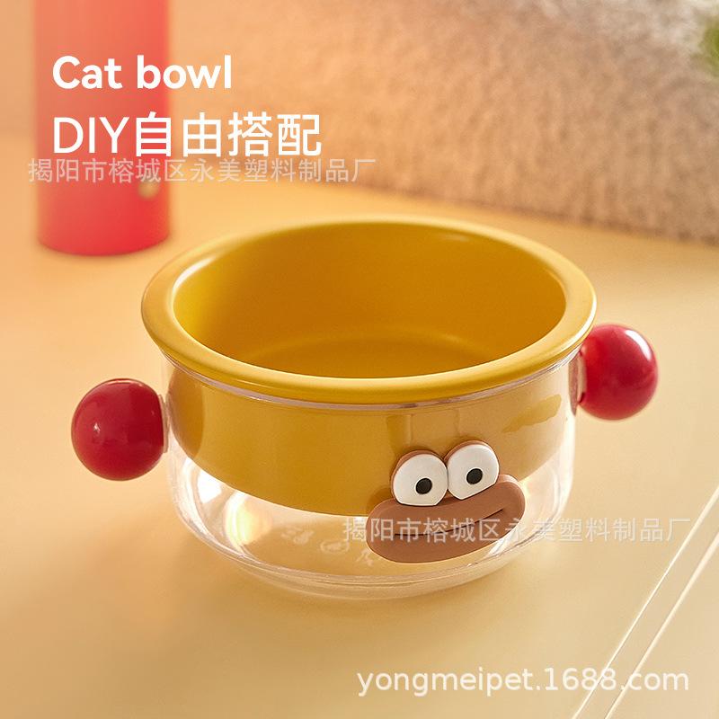 Keramik-Katzennapf Katzenfutter Napf Keramik-Haustiernapf Schutz Halswirbelsäule Zwei-in-eins Anti-Kippen Doppelnapf Wassernapf Haustierbedarf