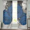 Blue Rose Flower Tulle Curtains for Living Room Printed Sheer Voile Curtain Bedroom Window Screening Drapes Blinds Home Decor